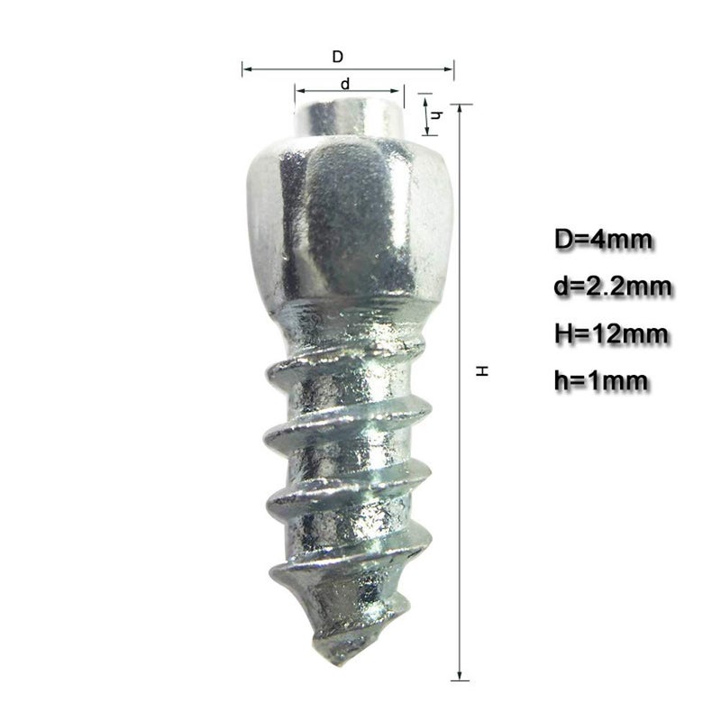 Marrkey 12mm Carbide Screw Tire Studs Snow Spikes Anti-Slip/Anti-ice for Car/Snowmobile/Tractor/ATV/UTV/Motorcycle/Short Lug/Bicycles/Shoes with Installation Tool - Pack of 100 - Image 2